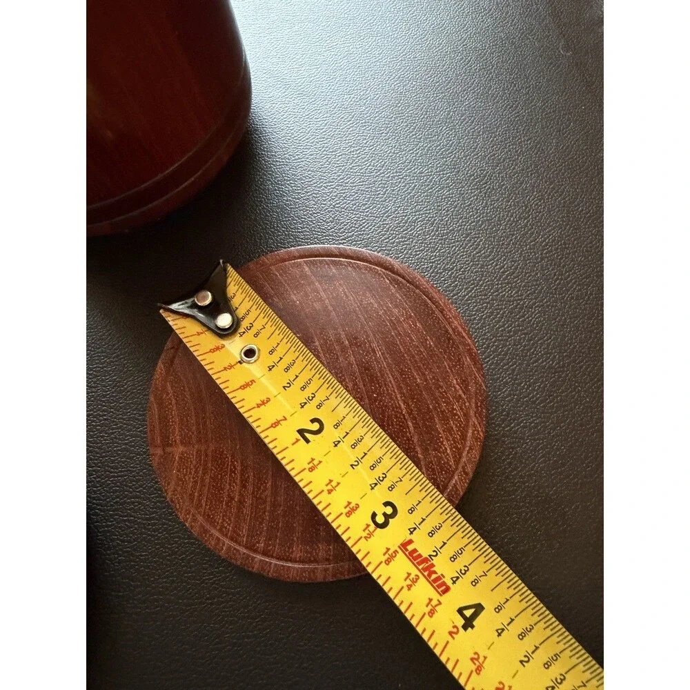 Vintage Wood Coaster Set of 5 Lidded Barrel Holder Rustic Cabin Barware Decor